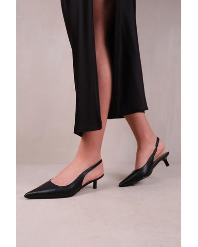 Where's That From 'New' Form Low Kitten Heels With Pointed Toe & Elastic Slingback - Black