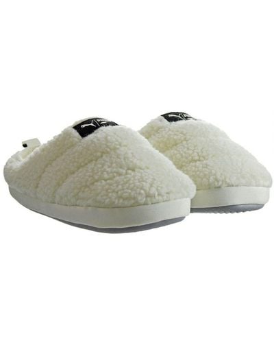 PUMA Scuff Sherpa Off White Slippers - Grey