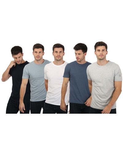 Duck and Cover Errington 5 Pack T-Shirts - Blue