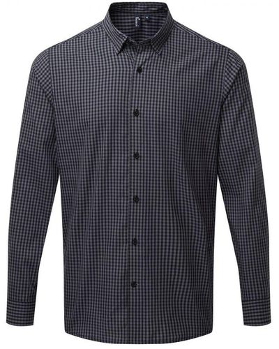 PREMIER Maxton Checked Long-Sleeved Shirt (Steel/) - Blue
