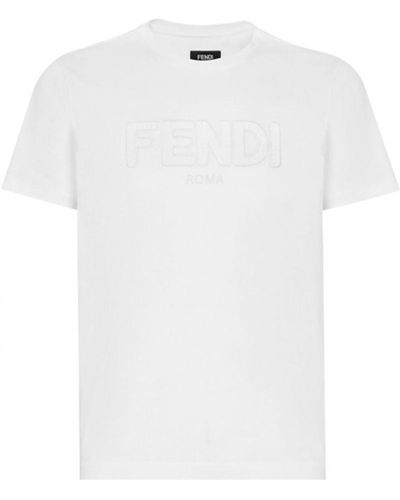 Fendi T-shirt Met Zigzaglogo In Wit