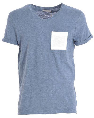ELEVEN PARIS Abico Short Sleeve Round Neck T-shirt 17s1ts26 Cotton - Blue