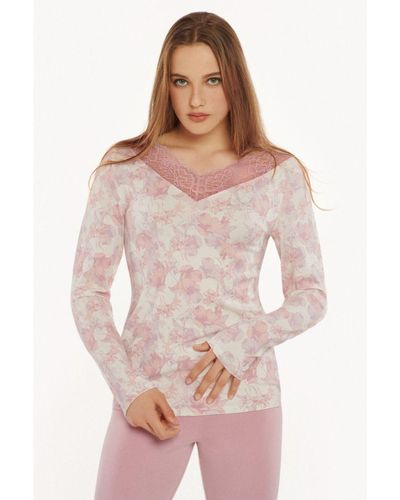 Lisca Floral 'Isabelle' Long Sleeve Modal Pyjama Top - Multicolour