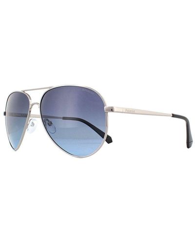 Polaroid Classic Aviator Ruthenium Gradient Polarized Sunglasses - Blue