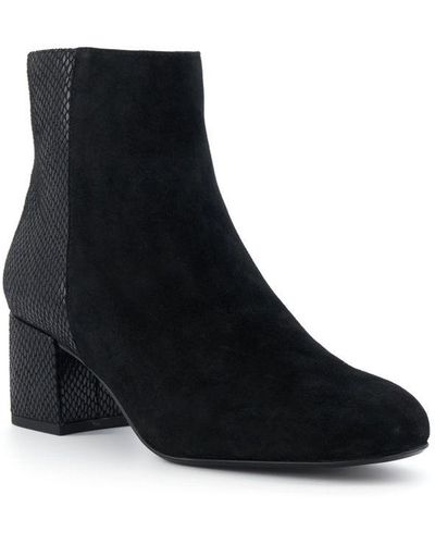 Dune Ladies Pipi - Block-heeled Ankle Boots Suede - Black