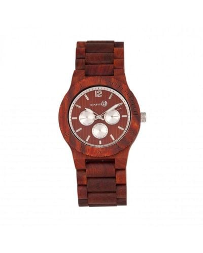Earth Wood Bonsai Bracelet Watch W/Day/Date - Red