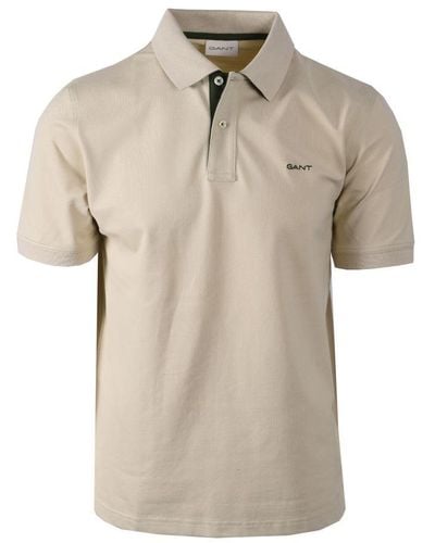 GANT Contrast Collar Ss Polo Shirt Silky - Natural