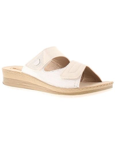 Inblu Wedge Sandals Mules Intrigue Slip On - White
