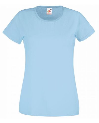Fruit Of The Loom Ladies/ Lady-Fit Valueweight Short Sleeve T-Shirt (Pack Of 5) (Sky) Cotton - Blue