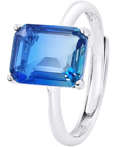 Lova - Lola Van Der Keen Solitaire Ring Tweekleurige Kristallen Blauw Verstelbaar Zilver 925