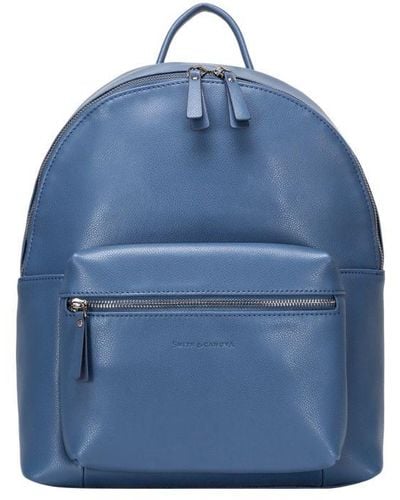 Smith & Canova Soft Grain Leather Zip Around Backpack - Blue