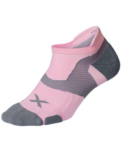 2XU U Vectr Cushion No Show Socks Dusty Pink/grey