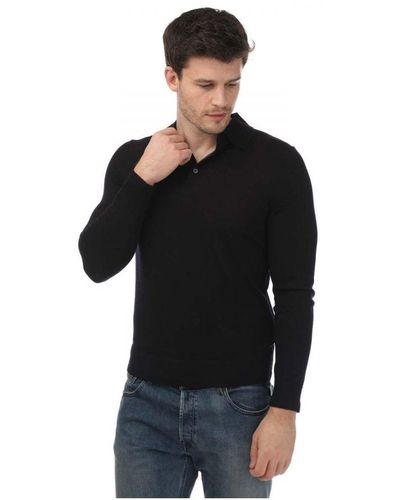 Ted Baker Kamber Long Sleeve Merino Wool Core Polo - Black