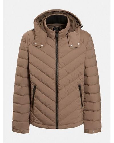 Guess Stretch Quilted Jacket - Brown