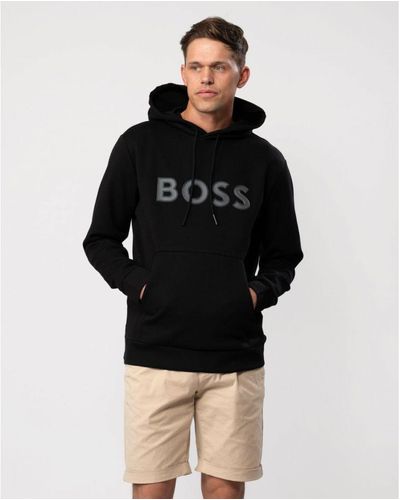 BOSS Boss Soody 1 Pullover Hoodie With Logo Print - Black