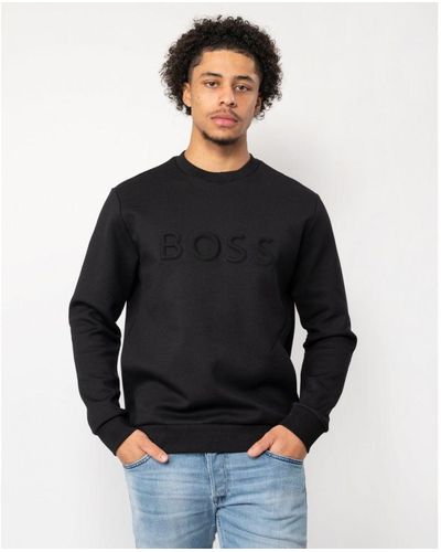 BOSS Salbo 1 Cotton Blend Sweatshirt With 3d-moulded Logo - Black