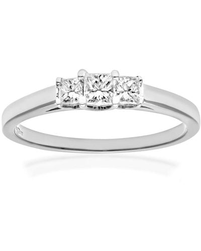 DIAMANT L'ÉTERNEL 18kt Witgouden 1/3 Karaat Gecertificeerde J/i Princess Cut Diamond Trioligy-ring - Metallic