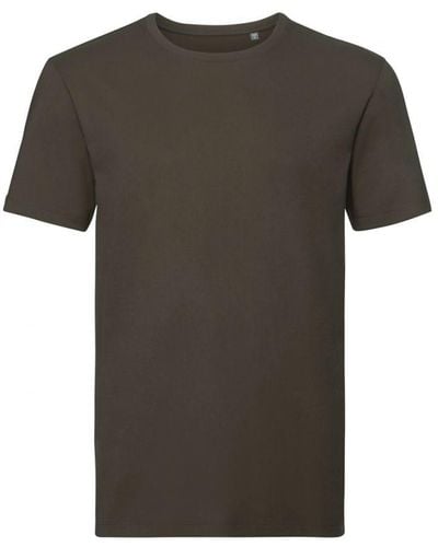 Russell Russell Authentiek Puur Organisch T-shirt (donkere Olijf) - Grijs
