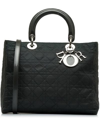 Dior Vintage Large Cannage Nylon Lady Black