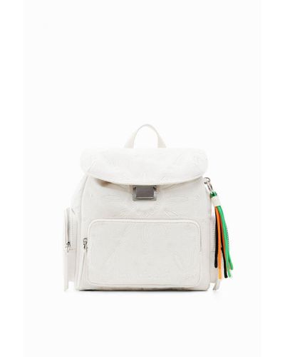 Desigual Versatile Plain Handbag Rucksack - White