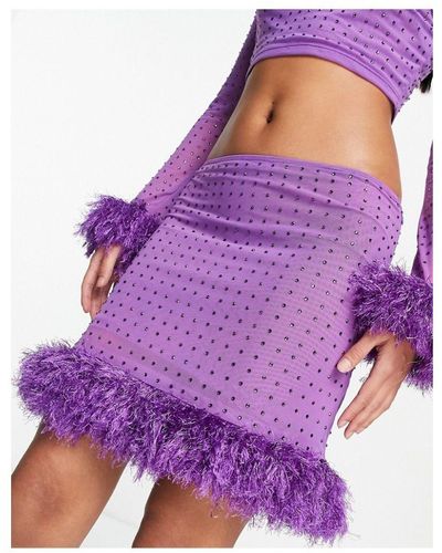 Miss Selfridge Co-ord Hotfix Mini Skirt - Purple