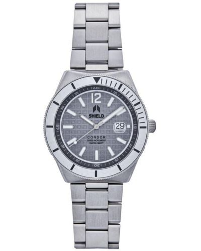 Shield Condor Bracelet Watch W/date Stainless Steel - White