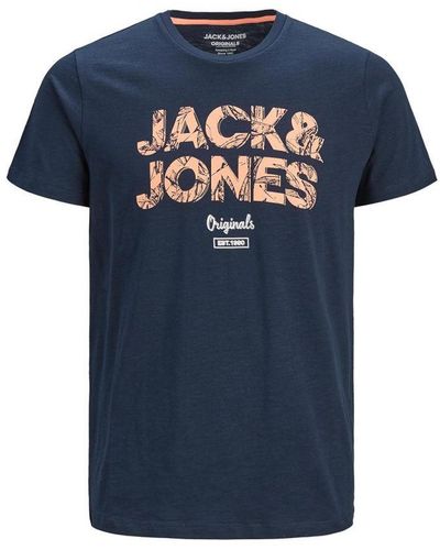 Jack & Jones Jack&Jones Casual Cotton T-Shirt Crew Neck, Short Sleeves - Blue