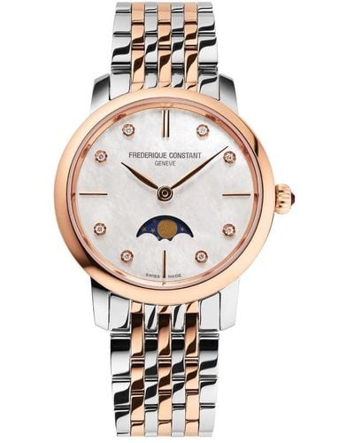 Frederique Constant Frédérique Slimline Moonphase Watch Fc-206Mpwd1S2B Stainless Steel (Archived) - Metallic
