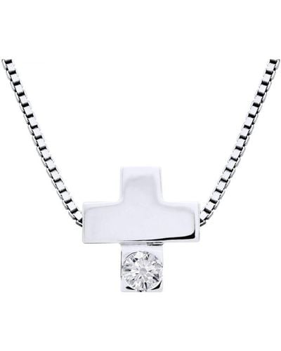 Diadema Diamond Necklace Cross Natural 0.050 Cts 925 - Metallic