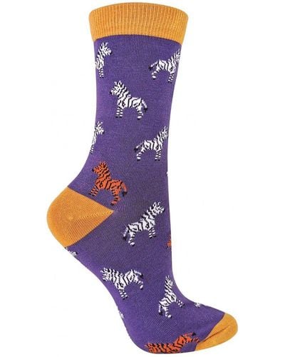 Miss Sparrow Novelty Animal Soft Bamboo Breathable Socks - Purple