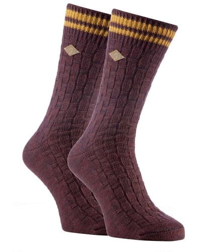 Farah 2 Pack Thick Cotton Chunky Knitted Formal Boot Socks - Purple
