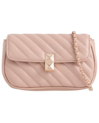 Where's That From 'Wave' Shoulder Bag With Stitching And Chain Detail - Pink