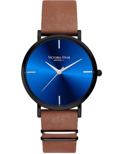 Victoria Hyde London Watch Richmond Simple Leather, Stainless Steel - Blue