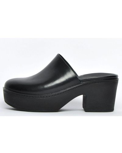 Fitflop 's Fit Flop Pilar Leather Mule Platform Shoes In Black - Zwart