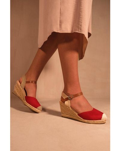 Where's That From Wherer'S 'Blakely' Low Wedge Espadrille Sandals With Close Toe - Brown
