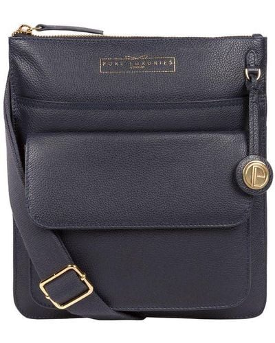 Pure Luxuries 'Langley' Leather Cross Body Bag - Blue
