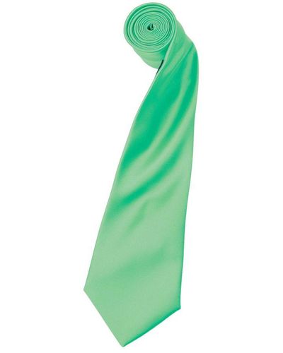 PREMIER Plain Satin Tie (Narrow Blade) (Pack Of 2) () - Green