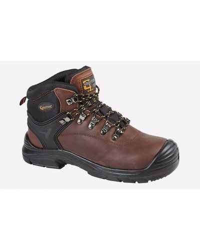 Grafters Fairfield Memory Foam Safety Boots (Extra Wide) - Brown