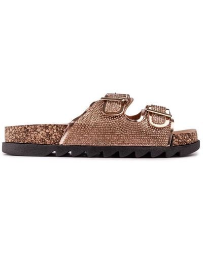 SOLESISTER Cat Wide Fit Footbed Sandals - Brown