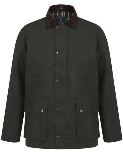 Kensington Eastside Olive Cotton Wax Jacket With Corduroy Collar - Green
