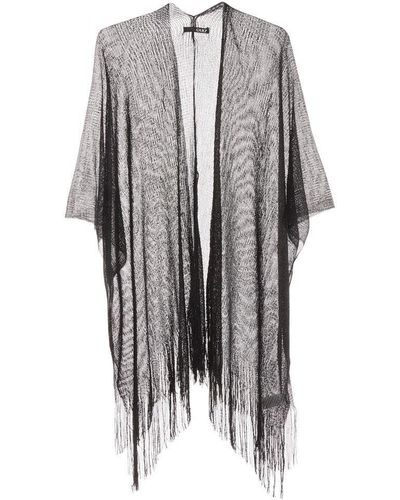Quiz Fringe Kimono - Grey