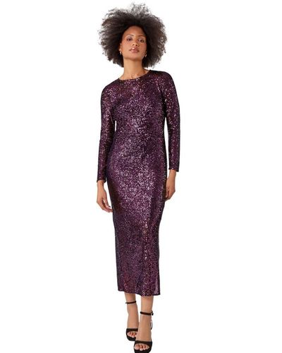 D.u.s.k Sequin Embellished Midi Stretch Dress - Purple