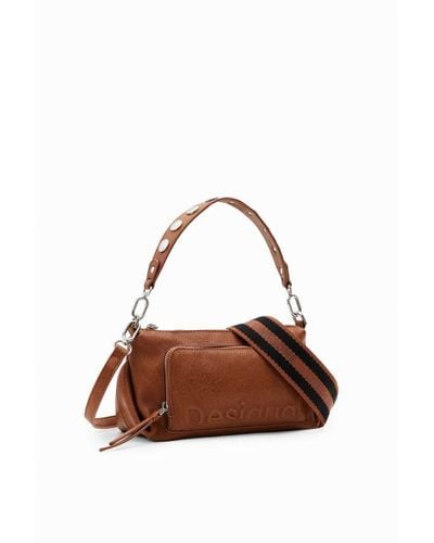Desigual Handbag With Zip Fastening And Shoulder Strap - Brown