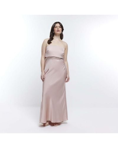 River Island Bandeau Maxi Dress Bridesmaid - Pink