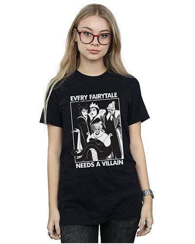 Disney Ladies Every Fairy Tale Needs A Villain Cotton Boyfriend T-Shirt () - Black