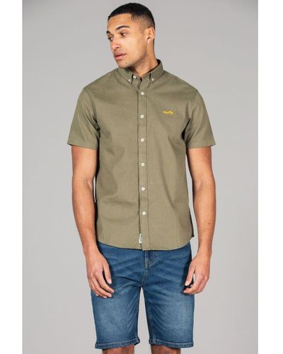 Tokyo Laundry Olive Cotton Short Sleeved Button-up Oxford Shirt - Green