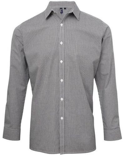 PREMIER Gingham Long-Sleeved Shirt (/) Cotton - Grey