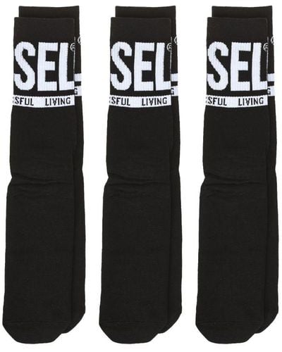 DIESEL Pack-3 High-top Sokken Met Anti-drukmanchet 00sayj-0qatv Man - Zwart