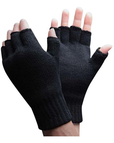 Thinsulate 3M 40 Gram Thermal Insulated Fingerless Gloves - Black