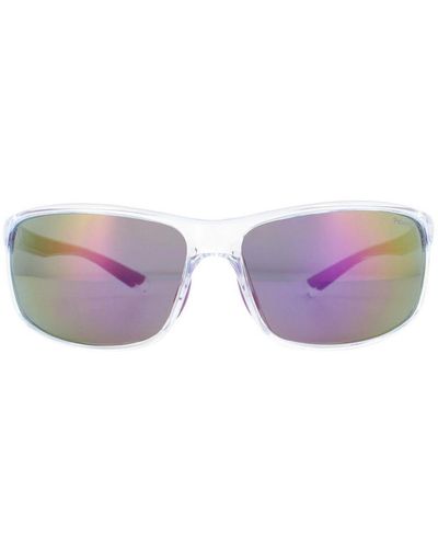 Polaroid Sport Wrap Crystal And Lilac Mirror Polarized Sunglasses - Purple